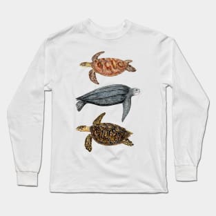 Sea turtles Loggerhead, leatherback and hawksbill turtles Long Sleeve T-Shirt